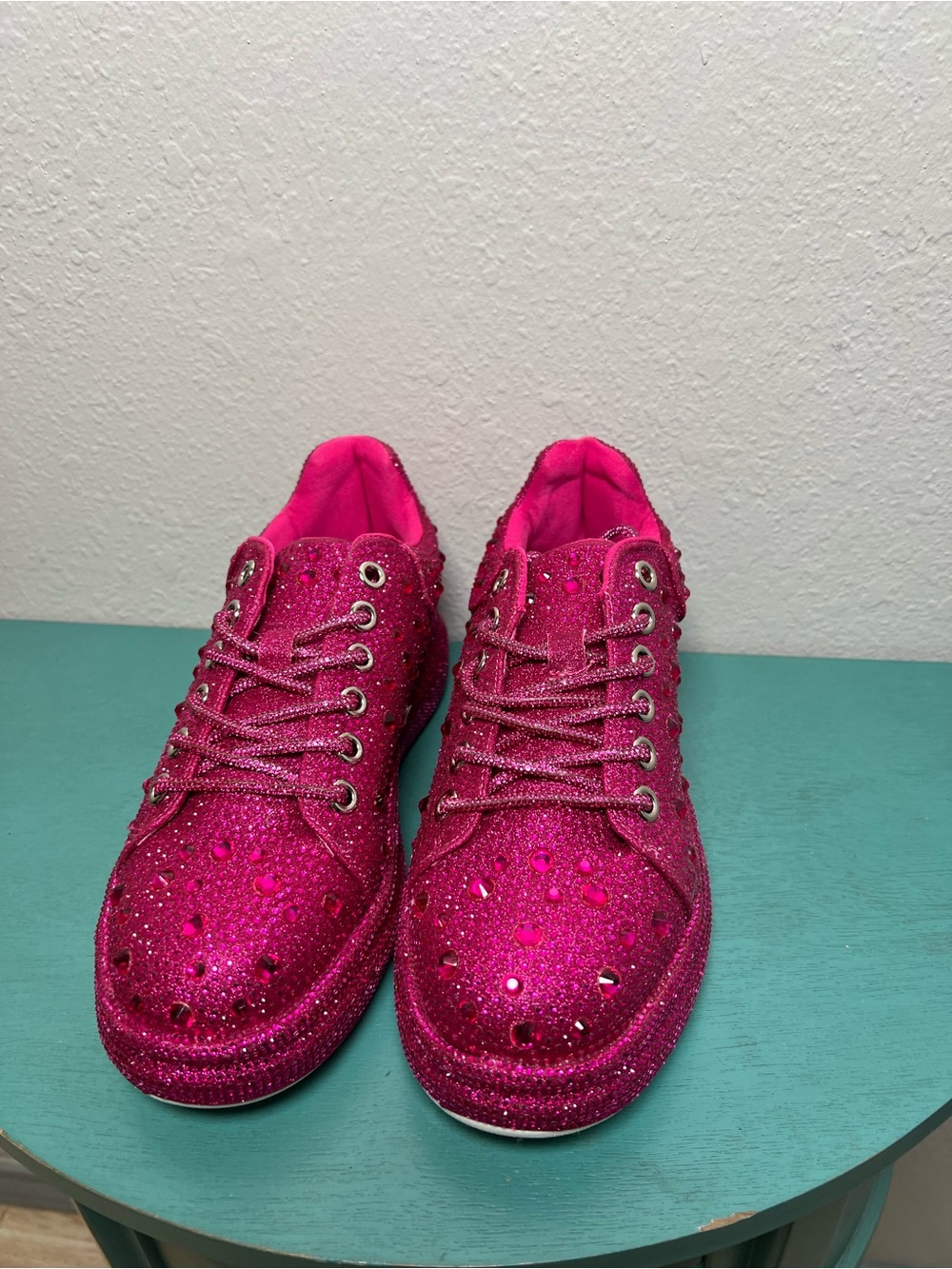 Azalea wang Hot Pink Glitter Embellished Women's Sneakers - Picture 4 of 10